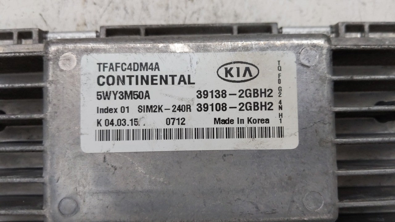 2015 Kia Optima PCM Engine Computer ECU ECM PCU OEM P/N:39138-2GBH2 39108-2GBH2 Fits OEM Used Auto Parts - Oemusedautoparts1.com