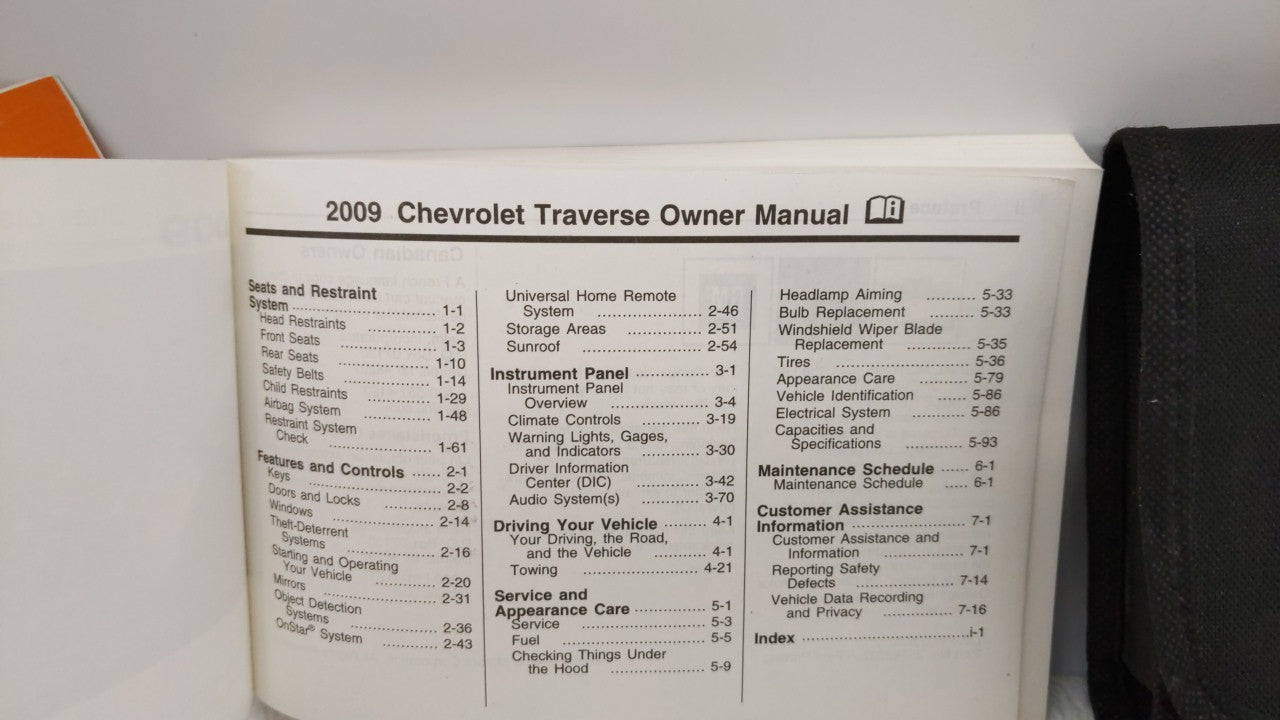 2009 Chevrolet Traverse Owners Manual Book Guide OEM Used Auto Parts - Oemusedautoparts1.com