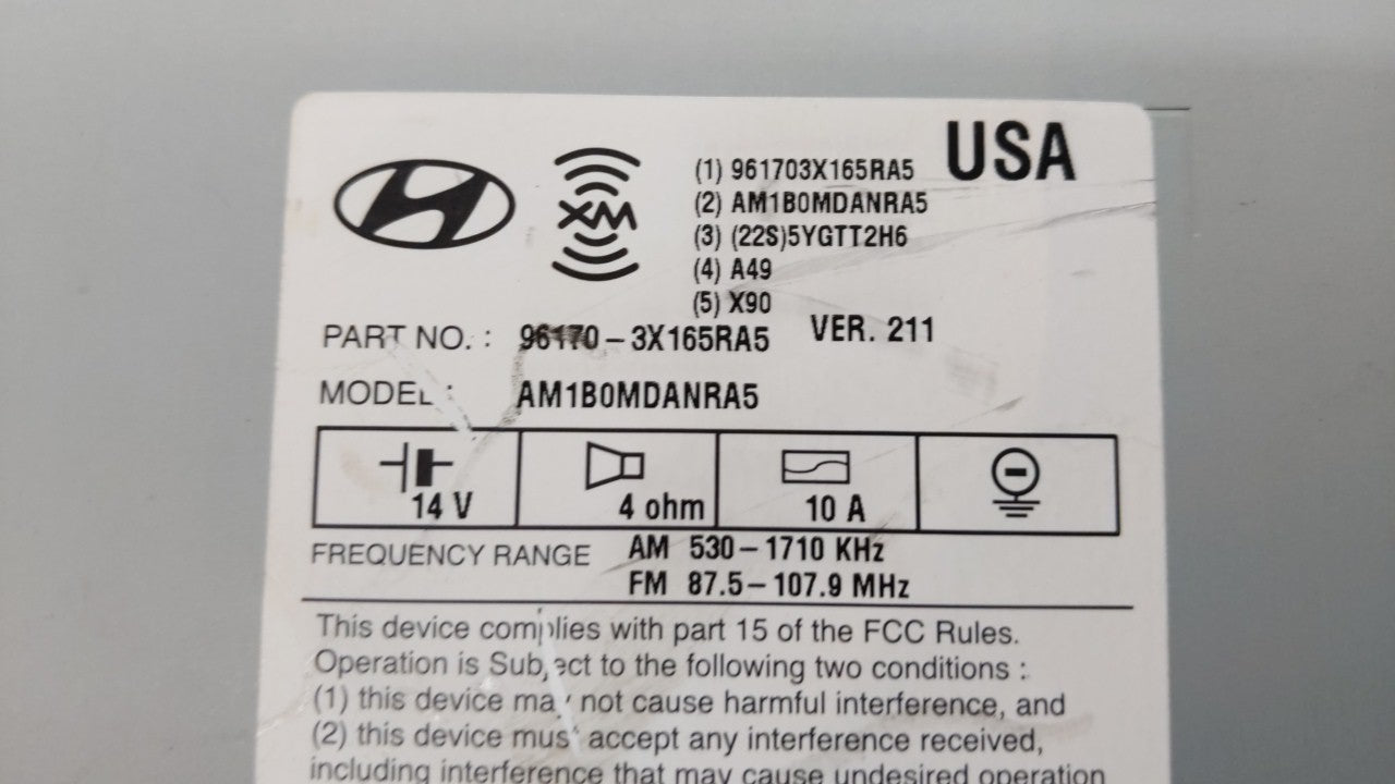 2013 Hyundai Elantra Radio AM FM Cd Player Receiver Replacement P/N:96170-3X165RA5 Fits OEM Used Auto Parts - Oemusedautoparts1.com