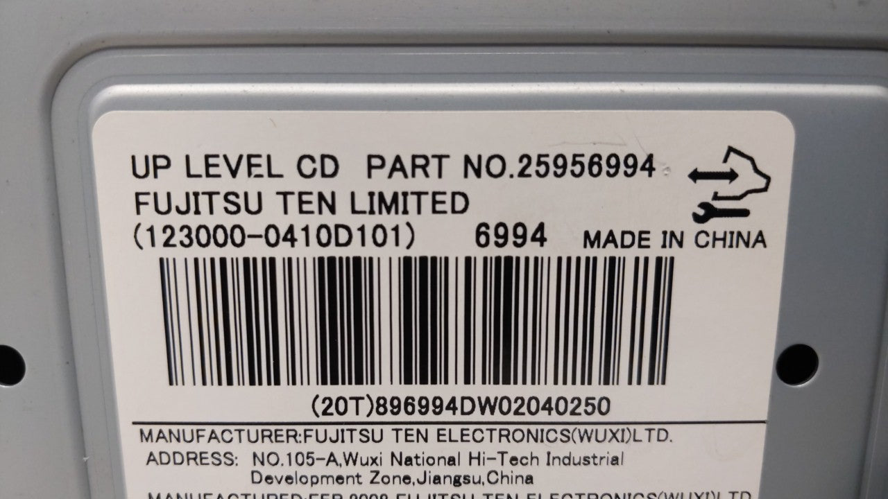 2008 Chevrolet Equinox Radio AM FM Cd Player Receiver Replacement P/N:25956994 Fits OEM Used Auto Parts - Oemusedautoparts1.com