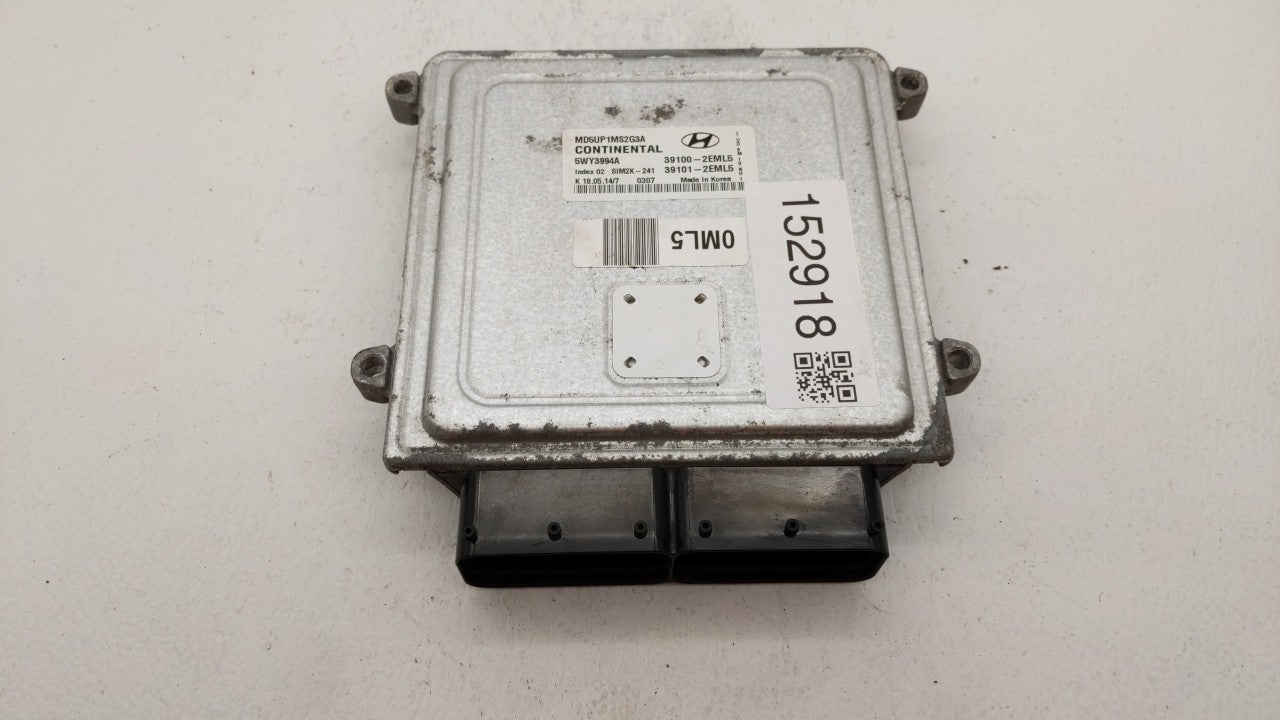 2014-2016 Hyundai Elantra PCM Engine Computer ECU ECM PCU OEM P/N:39133-2EGE0 39102-2EML6 Fits 2014 2015 2016 OEM Used Auto Parts - Oemusedautoparts1.com