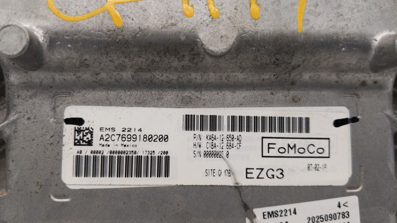 2019 Ford Fiesta PCM Engine Computer ECU ECM PCU OEM P/N:KA6A-12A650-AC KA6A-12A650-AD Fits OEM Used Auto Parts - Oemusedautoparts1.com