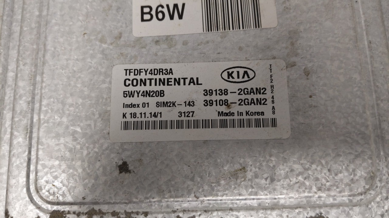 2015-2016 Kia Optima PCM Engine Computer ECU ECM PCU OEM P/N:39138-2GAN2 39108-2GAN2 Fits 2015 2016 OEM Used Auto Parts - Oemusedautoparts1.com