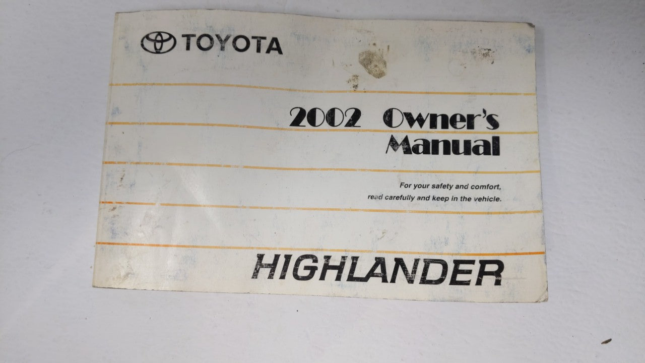 2002 Toyota Highlander Owners Manual Book Guide OEM Used Auto Parts - Oemusedautoparts1.com