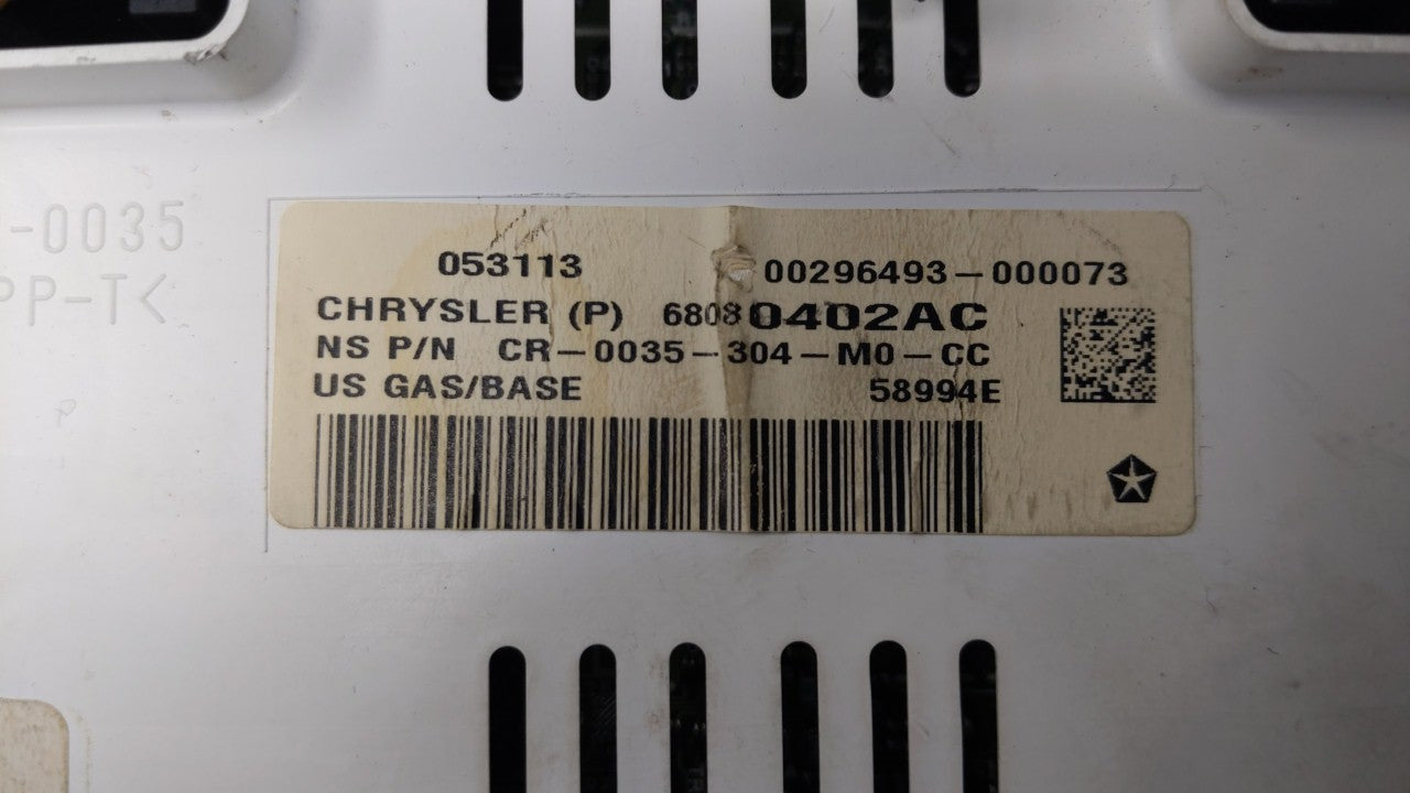 2011-2012 Jeep Compass Instrument Cluster Speedometer Gauges P/N:68080402AE 98080402AD Fits 2011 2012 OEM Used Auto Parts - Oemusedautoparts1.com