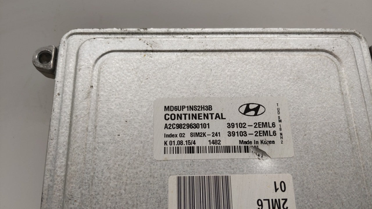 2014-2016 Hyundai Elantra PCM Engine Computer ECU ECM PCU OEM P/N:39102-2EML6 39103-2EML6 Fits 2014 2015 2016 OEM Used Auto Parts - Oemusedautoparts1.com