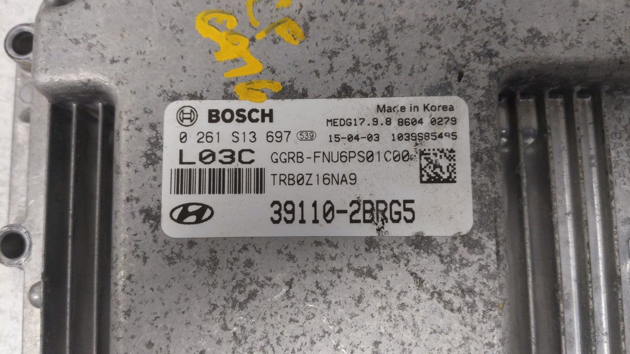 2015-2017 Hyundai Accent PCM Engine Computer ECU ECM PCU OEM P/N:39110-2BRG7 39110-2BRB5 Fits 2015 2016 2017 OEM Used Auto Parts - Oemusedautoparts1.com