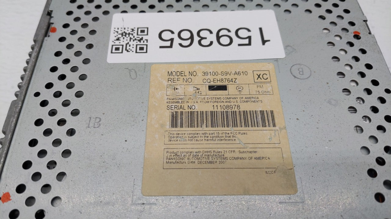 2006-2008 Honda Pilot Radio AM FM Cd Player Receiver Replacement P/N:39100-S9V-A500 39100-S9V-A610 Fits 2006 2007 2008 OEM Used Auto Parts - Oemusedautoparts1.com