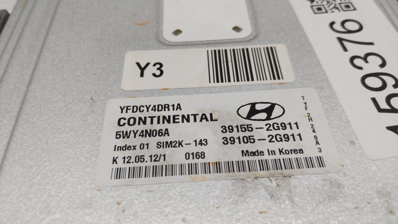 2011-2015 Hyundai Sonata PCM Engine Computer ECU ECM PCU OEM P/N:39155-2G911 39105-2G911 Fits 2011 2012 2013 2014 2015 OEM Used Auto Parts - Oemusedautoparts1.com