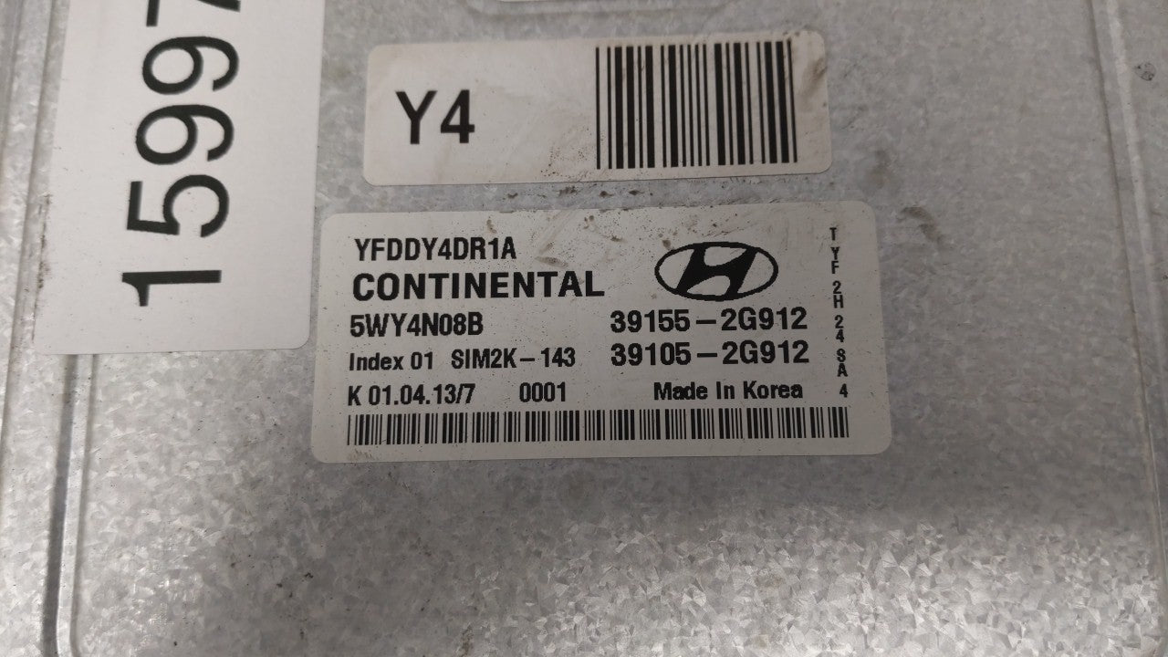 2011-2015 Hyundai Sonata PCM Engine Computer ECU ECM PCU OEM P/N:39155-2G912 39105-2G912 Fits 2011 2012 2013 2014 2015 OEM Used Auto Parts - Oemusedautoparts1.com