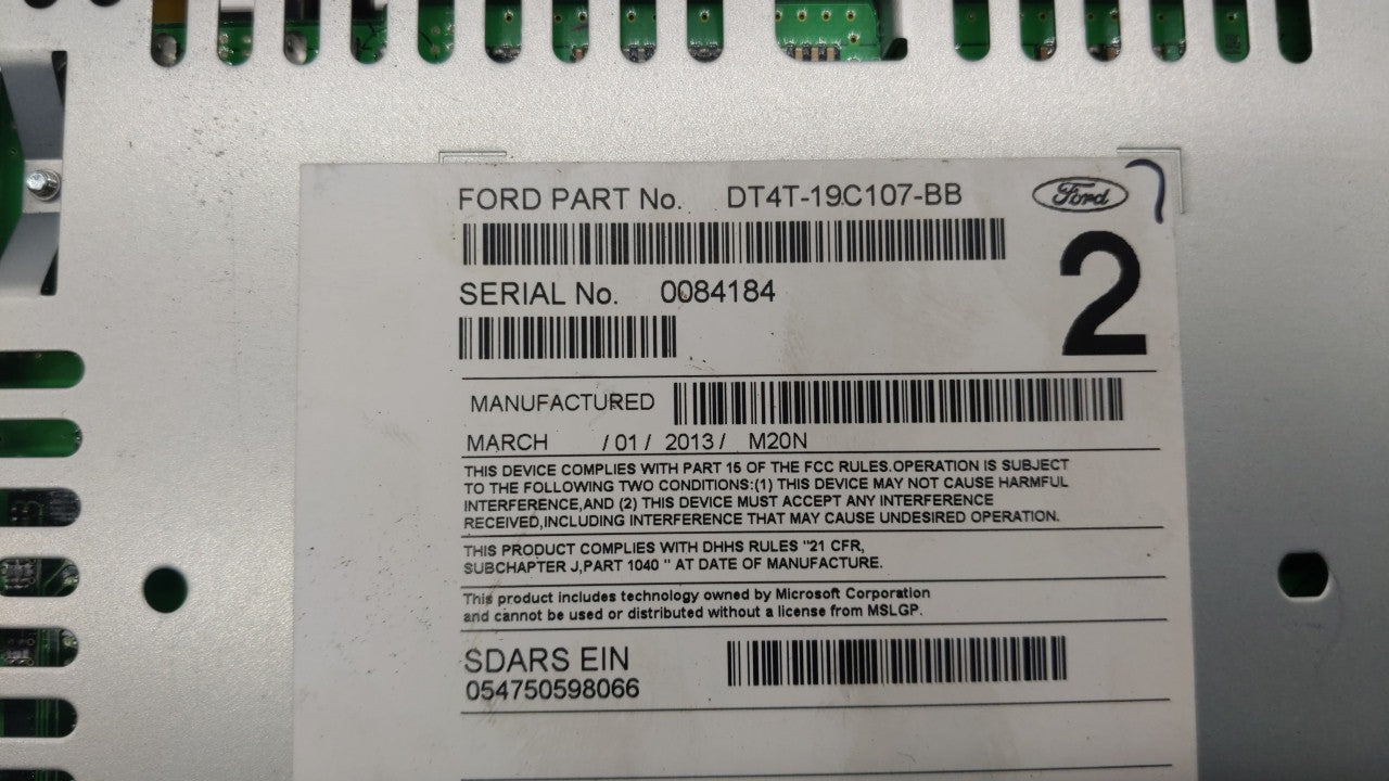 2013-2014 Ford Edge Radio AM FM Cd Player Receiver Replacement P/N:DT4T-19C107-BB ET4T-19C107-JA Fits 2013 2014 OEM Used Auto Parts - Oemusedautoparts1.com