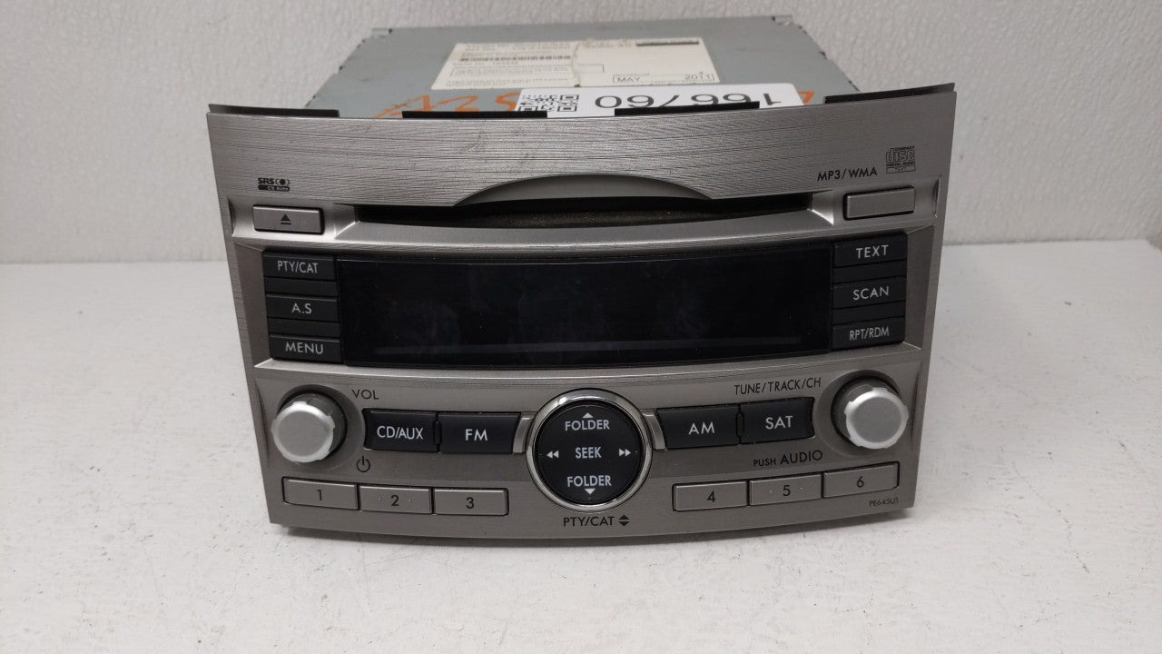 2010-2012 Subaru Legacy Radio AM FM Cd Player Receiver Replacement P/N:86201AJ64A Fits 2010 2011 2012 OEM Used Auto Parts - Oemusedautoparts1.com