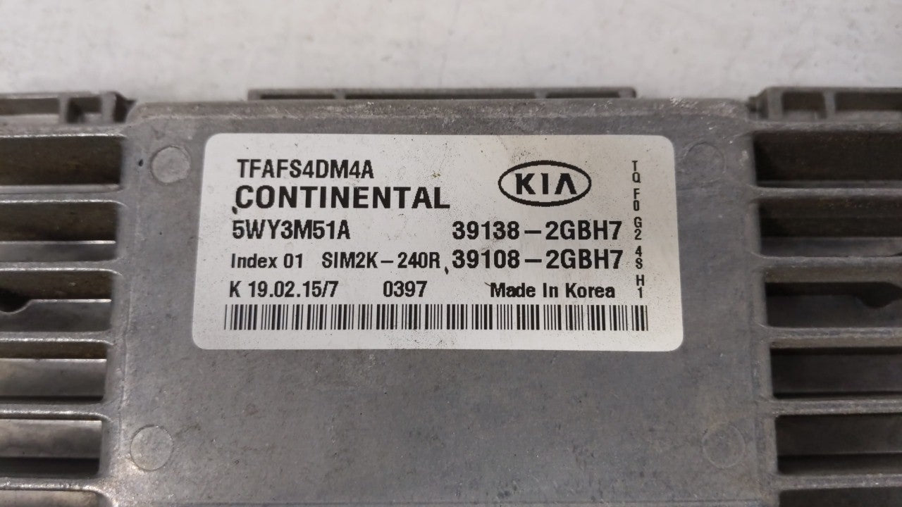 2015 Kia Optima PCM Engine Computer ECU ECM PCU OEM P/N:39138-2GBH7 39108-2GBH7 Fits OEM Used Auto Parts - Oemusedautoparts1.com