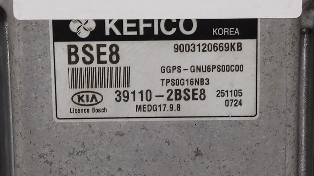 2016 Kia Soul PCM Engine Computer ECU ECM PCU OEM P/N:39110-2BSG3 39110-2BSE8 Fits OEM Used Auto Parts - Oemusedautoparts1.com