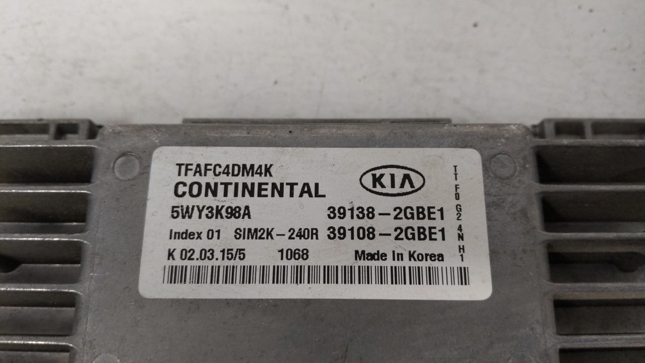 2014-2015 Kia Optima PCM Engine Computer ECU ECM PCU OEM P/N:39108-2GBE1 39138-2GBE1 Fits 2014 2015 OEM Used Auto Parts - Oemusedautoparts1.com