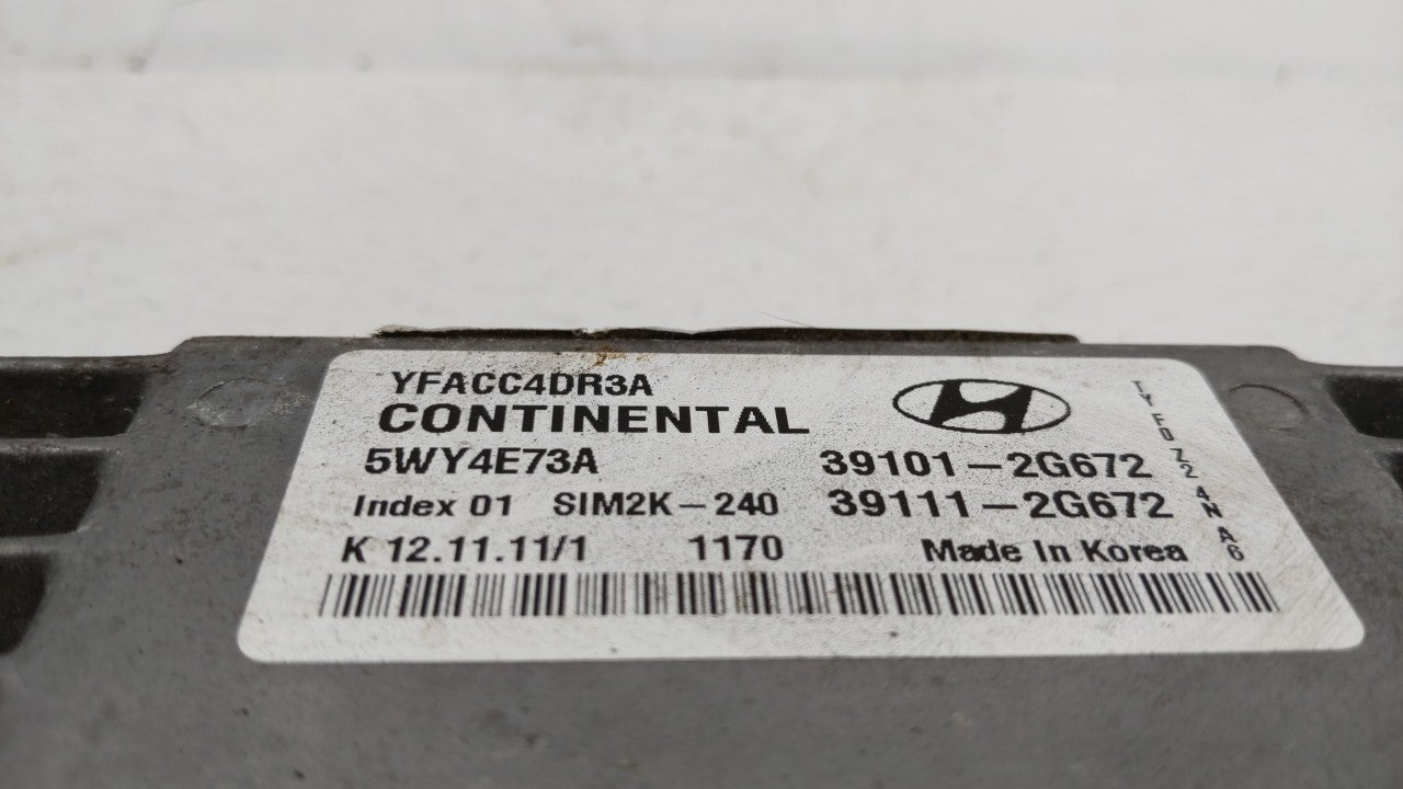 2011-2014 Hyundai Sonata PCM Engine Computer ECU ECM PCU OEM P/N:39101-2G672 39111-2G672 Fits 2011 2012 2013 2014 OEM Used Auto Parts - Oemusedautoparts1.com