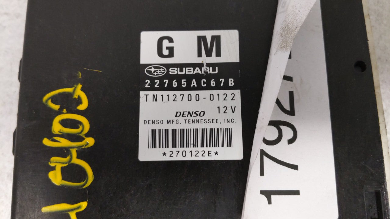 2012 Subaru Legacy PCM Engine Computer ECU ECM PCU OEM P/N:22765AC67B Fits OEM Used Auto Parts - Oemusedautoparts1.com