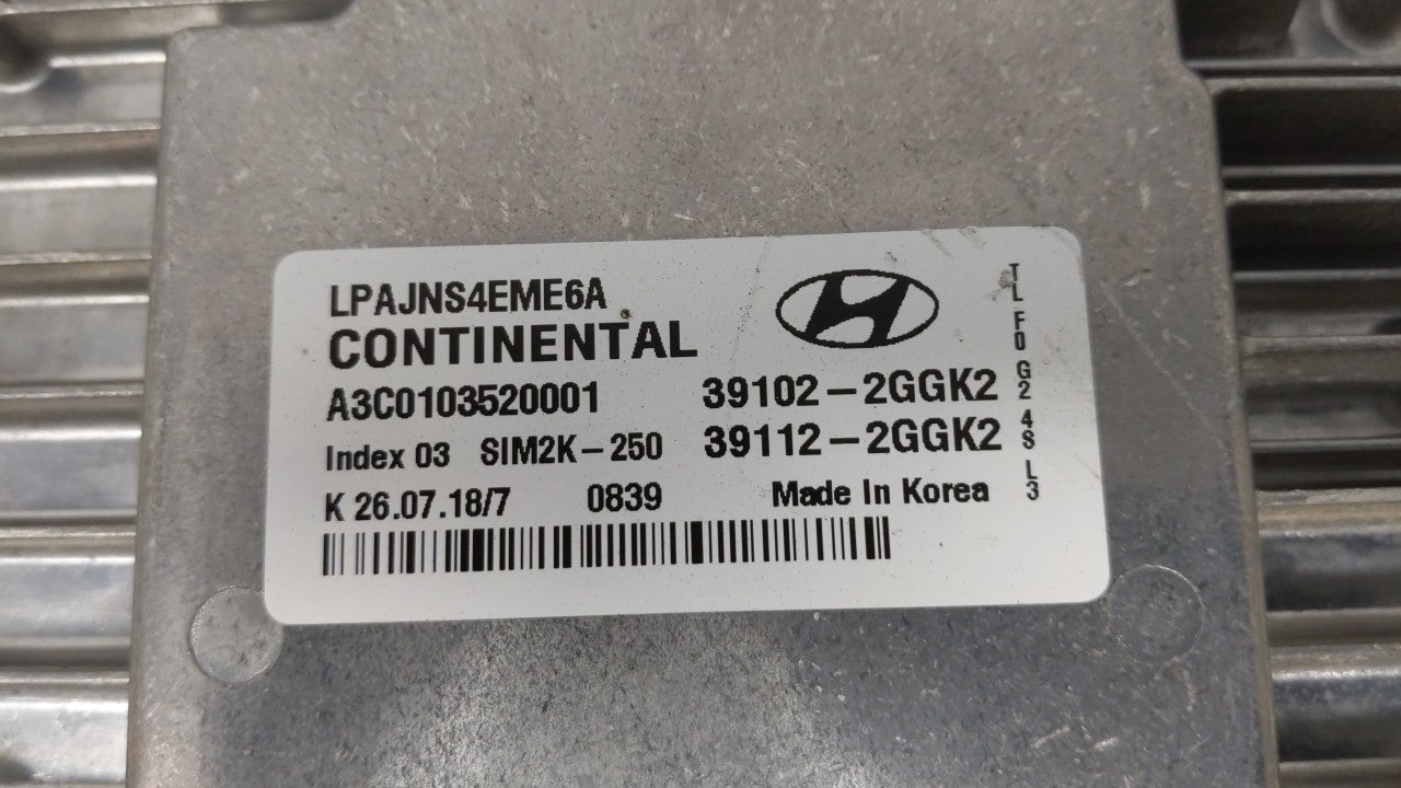 2018-2019 Hyundai Sonata PCM Engine Computer ECU ECM PCU OEM P/N:39102-2GGK2 39112-2GGK2 Fits 2018 2019 OEM Used Auto Parts - Oemusedautoparts1.com