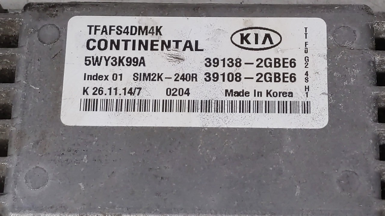 2014-2015 Kia Optima PCM Engine Computer ECU ECM PCU OEM P/N:39138-2GBE5 39108-2GBE5 Fits 2014 2015 OEM Used Auto Parts - Oemusedautoparts1.com