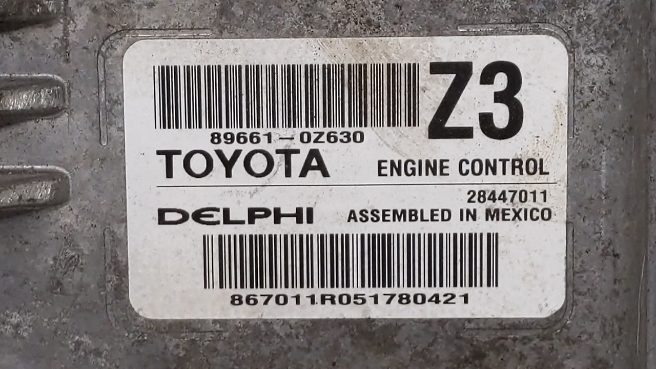 2015 Toyota Corolla PCM Engine Computer ECU ECM PCU OEM P/N:89661-0Z630 89661-0Z631 Fits OEM Used Auto Parts - Oemusedautoparts1.com