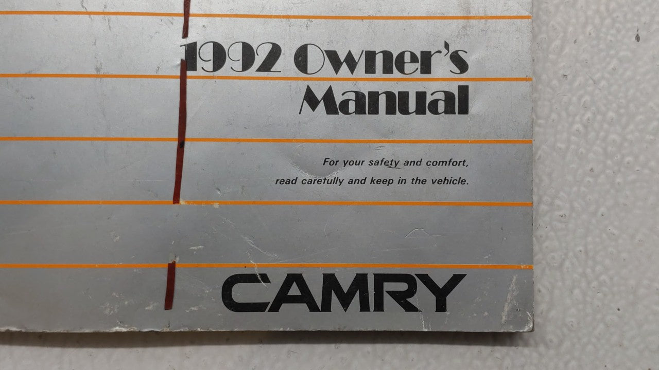 1992 Toyota Camry Owners Manual Book Guide OEM Used Auto Parts - Oemusedautoparts1.com