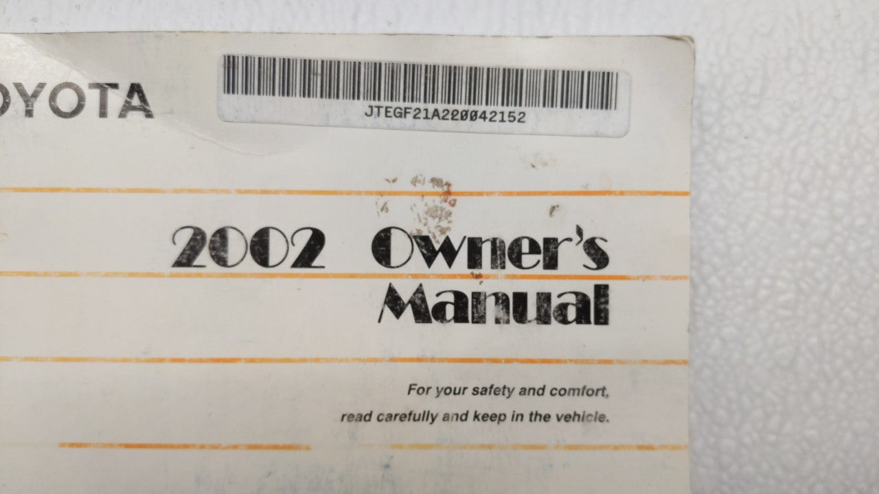 2002 Toyota Highlander Owners Manual Book Guide OEM Used Auto Parts - Oemusedautoparts1.com