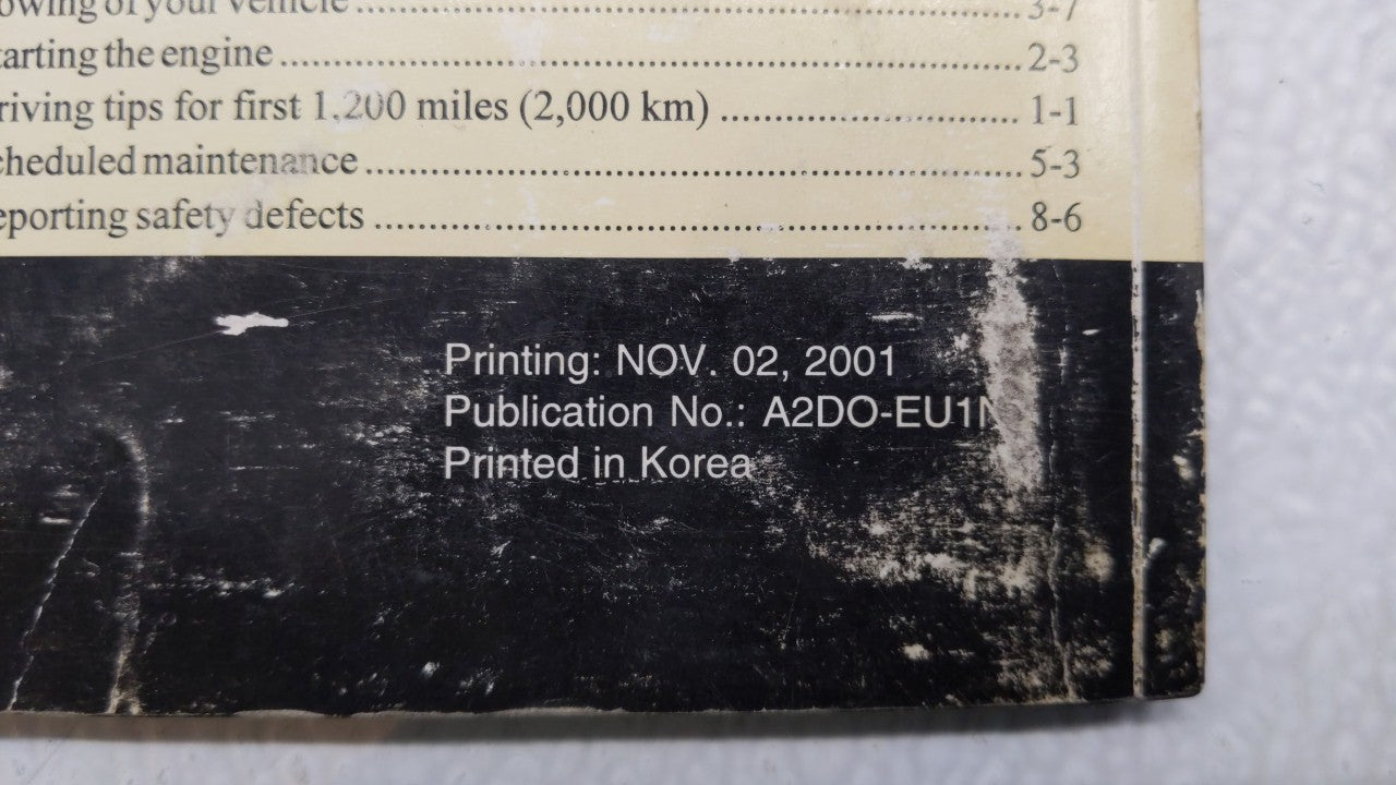 2002 Hyundai Elantra Owners Manual Book Guide OEM Used Auto Parts - Oemusedautoparts1.com