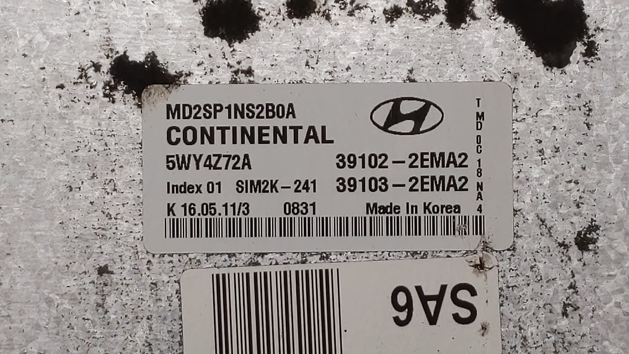 2011-2013 Hyundai Elantra PCM Engine Computer ECU ECM PCU OEM P/N:39102-2EMA3 39103-2EMA3 Fits 2011 2012 2013 OEM Used Auto Parts - Oemusedautoparts1.com