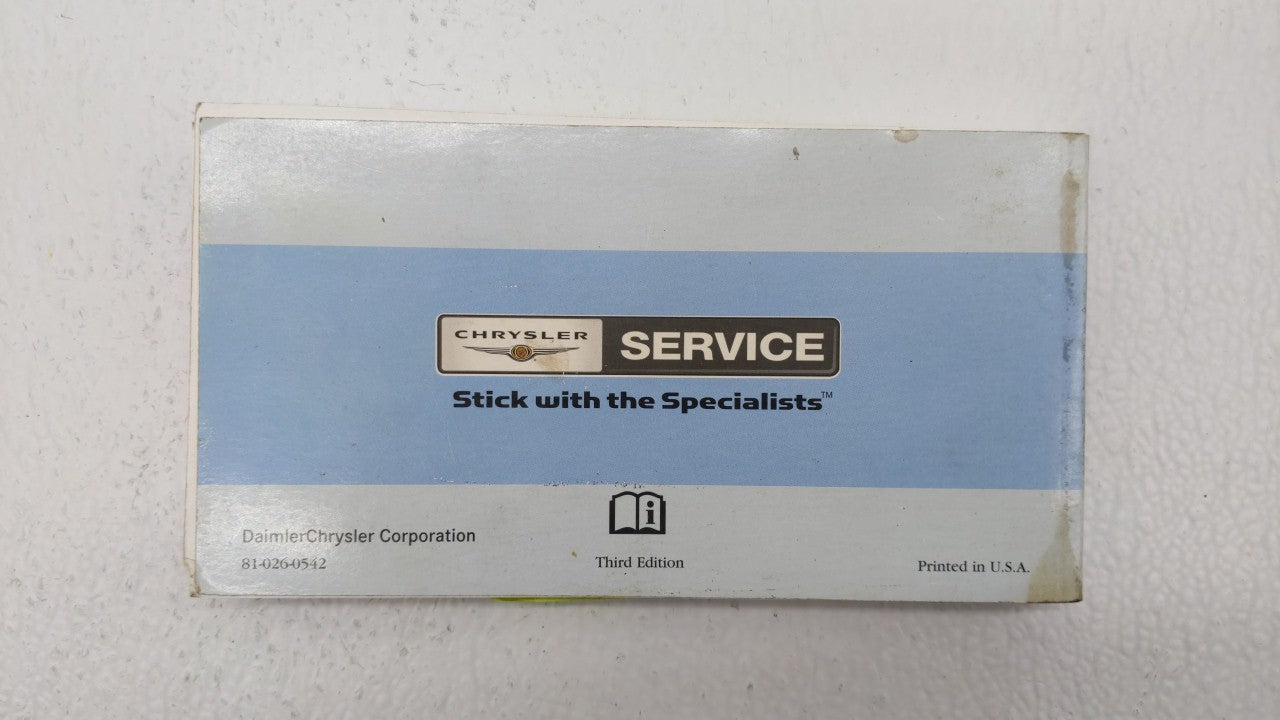 2005 Chrysler Pacifica Owners Manual Book Guide P/N:81-026-0542 OEM Used Auto Parts - Oemusedautoparts1.com