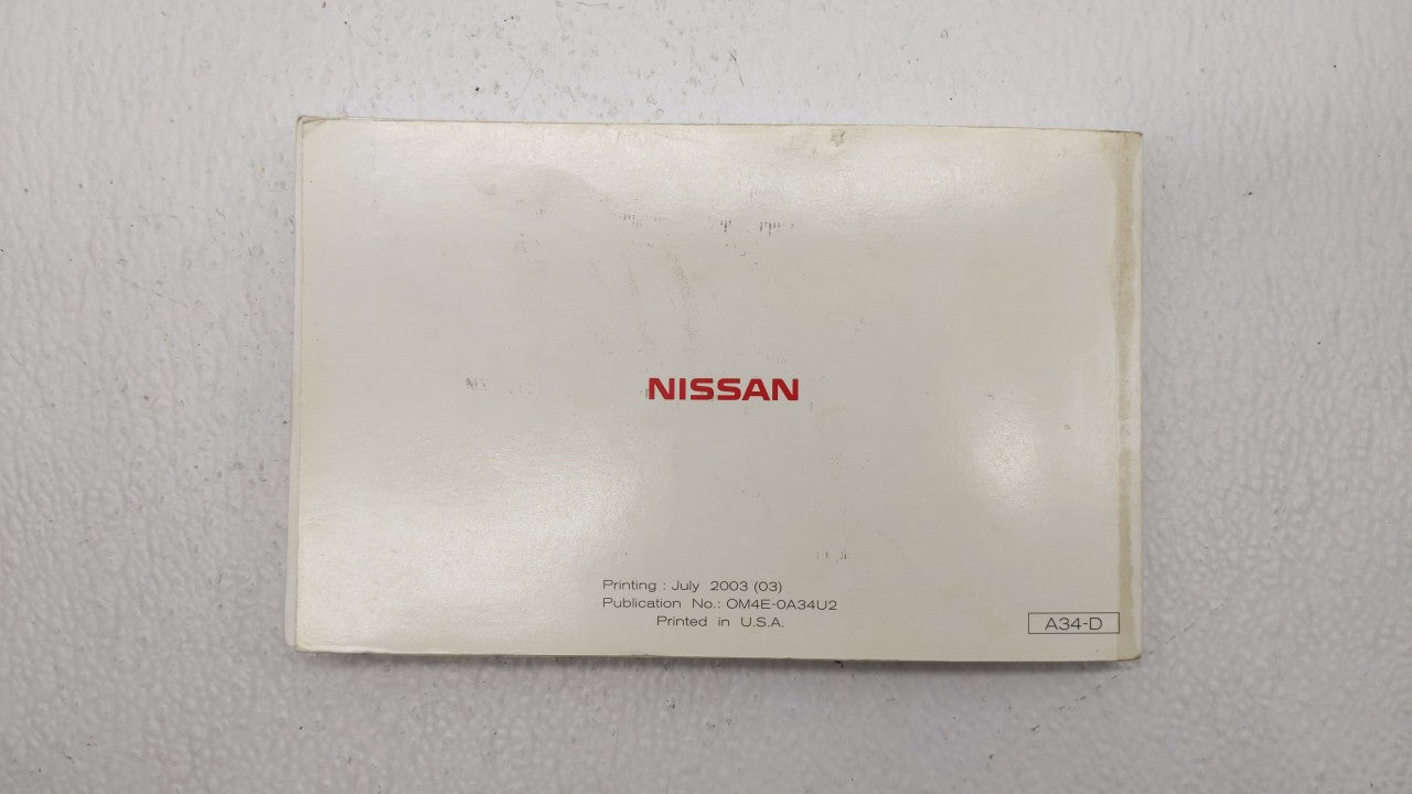 2004 Nissan Maxima Owners Manual Book Guide OEM Used Auto Parts - Oemusedautoparts1.com