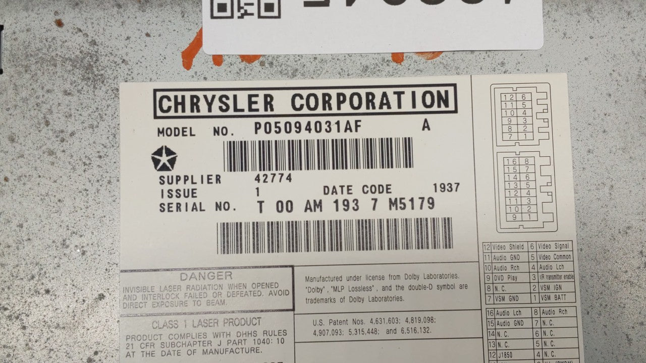 2004-2008 Chrysler Pacifica Information Display Screen - Oemusedautoparts1.com