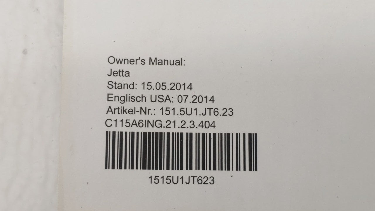 2015 Volkswagen Jetta Owners Manual Book Guide OEM Used Auto Parts - Oemusedautoparts1.com