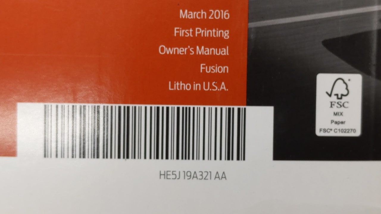 2017 Ford Fusion Owners Manual Book Guide OEM Used Auto Parts - Oemusedautoparts1.com