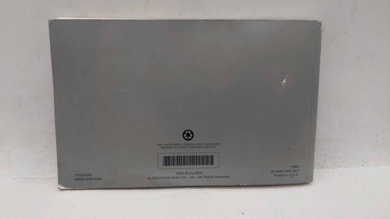 2004 Acura Mdx Owners Manual Book Guide OEM Used Auto Parts - Oemusedautoparts1.com