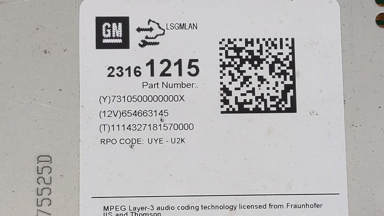 2014-2016 Chevrolet Malibu Radio AM FM Cd Player Receiver Replacement P/N:23161215 Fits 2014 2015 2016 OEM Used Auto Parts - Oemusedautoparts1.com