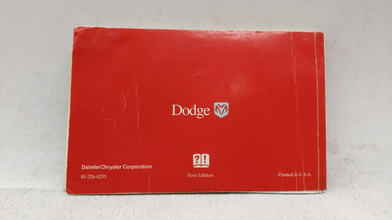 2002 Dodge Durango Owners Manual Book Guide OEM Used Auto Parts - Oemusedautoparts1.com