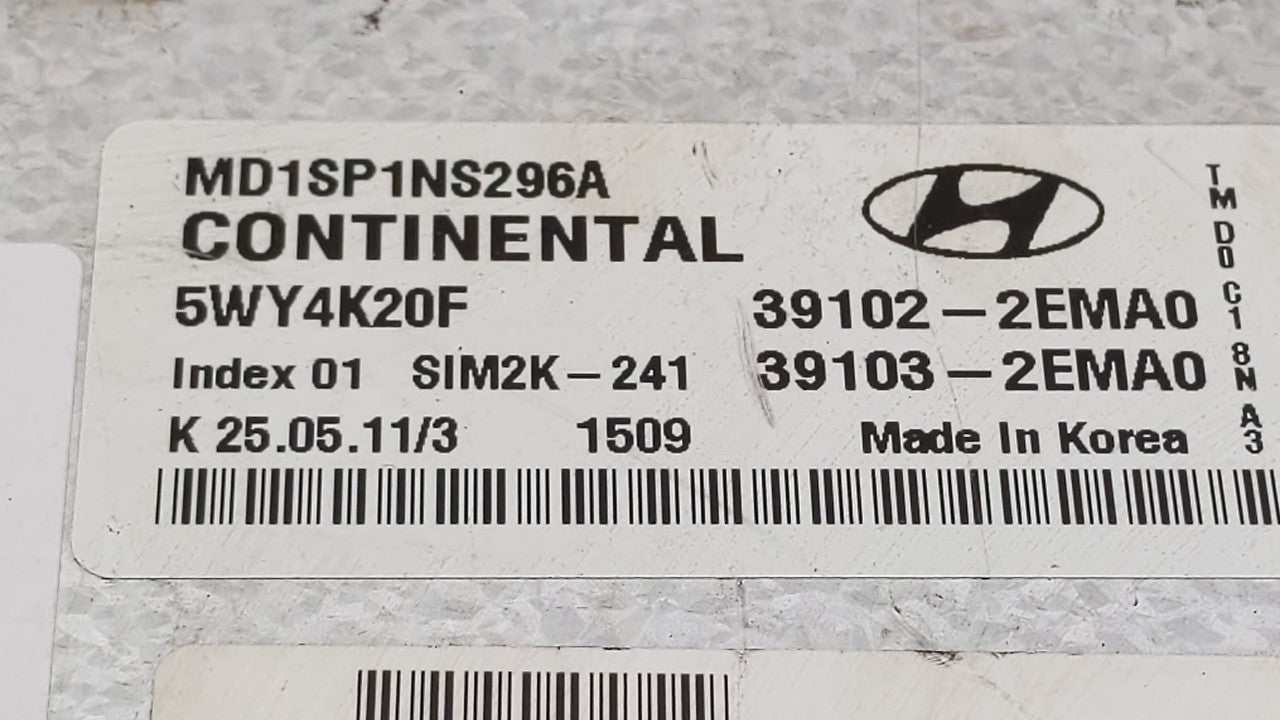 2011 Hyundai Elantra PCM Engine Computer ECU ECM PCU OEM P/N:39102-2EMB0 39103-2EMB0 Fits OEM Used Auto Parts - Oemusedautoparts1.com