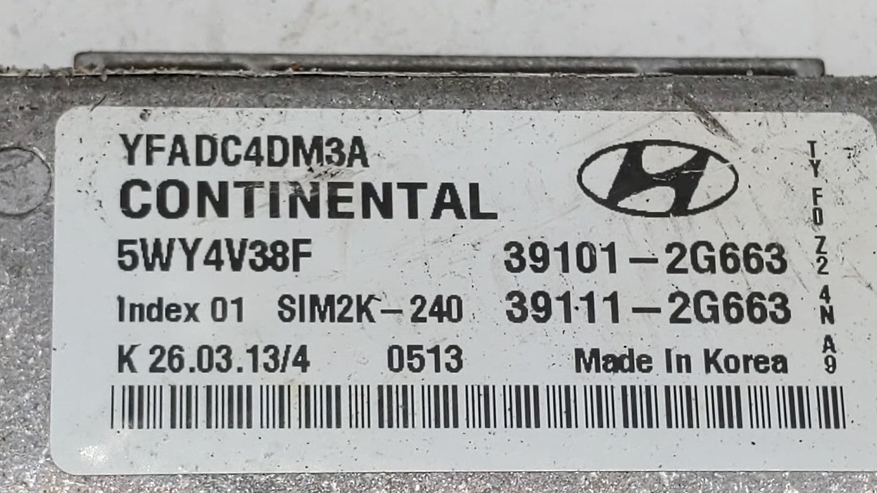 2011-2014 Hyundai Sonata PCM Engine Computer ECU ECM PCU OEM P/N:39101-2G661 39111-2G661 Fits 2011 2012 2013 2014 OEM Used Auto Parts - Oemusedautoparts1.com