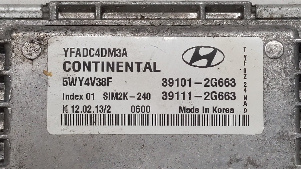 2011-2014 Hyundai Sonata PCM Engine Computer ECU ECM PCU OEM P/N:39101-2G661 39111-2G661 Fits 2011 2012 2013 2014 OEM Used Auto Parts - Oemusedautoparts1.com