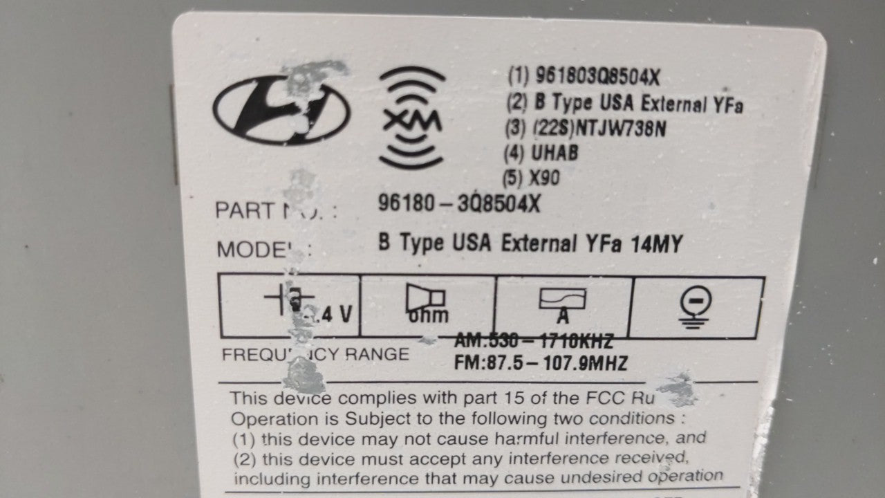 2014-2015 Hyundai Sonata Radio AM FM Cd Player Receiver Replacement P/N:96180-3Q8504X 96180-3Q8004X Fits 2014 2015 OEM Used Auto Parts - Oemusedautoparts1.com