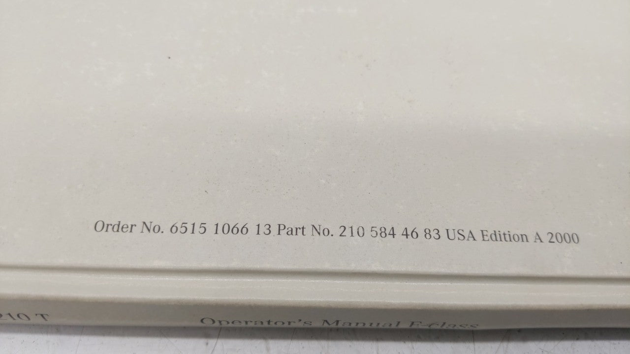 2000 Mercedes-Benz E200 Owners Manual Book Guide OEM Used Auto Parts - Oemusedautoparts1.com