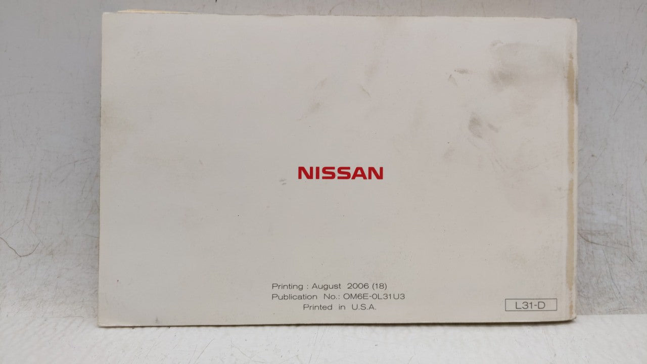 2006 Nissan Altima Owners Manual Book Guide OEM Used Auto Parts - Oemusedautoparts1.com