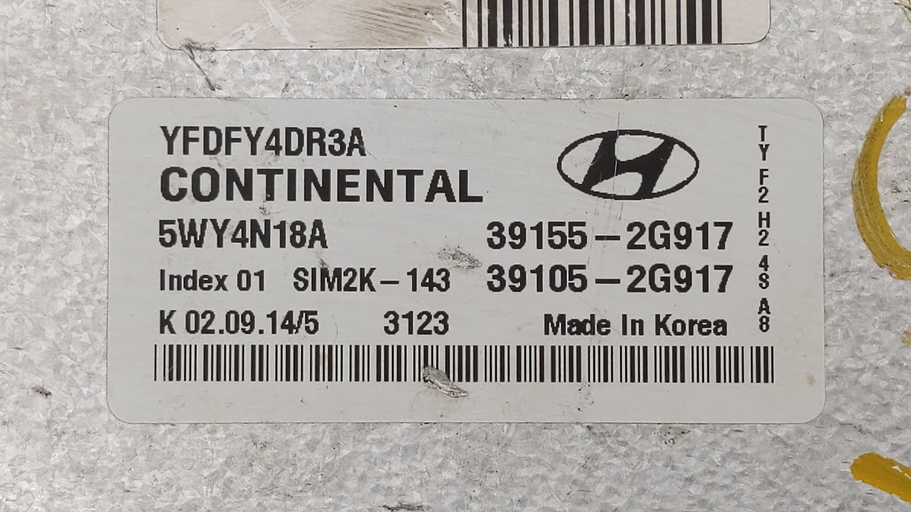 2011-2015 Hyundai Sonata PCM Engine Computer ECU ECM PCU OEM P/N:39155-2G913 39105-2G913 Fits 2011 2012 2013 2014 2015 OEM Used Auto Parts - Oemusedautoparts1.com