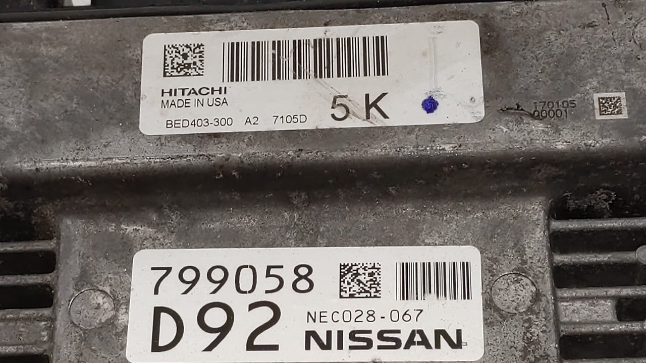 2017 Nissan Pathfinder PCM Engine Computer ECU ECM PCU OEM P/N:BED403-300 A1 NEC028-065 Fits OEM Used Auto Parts - Oemusedautoparts1.com