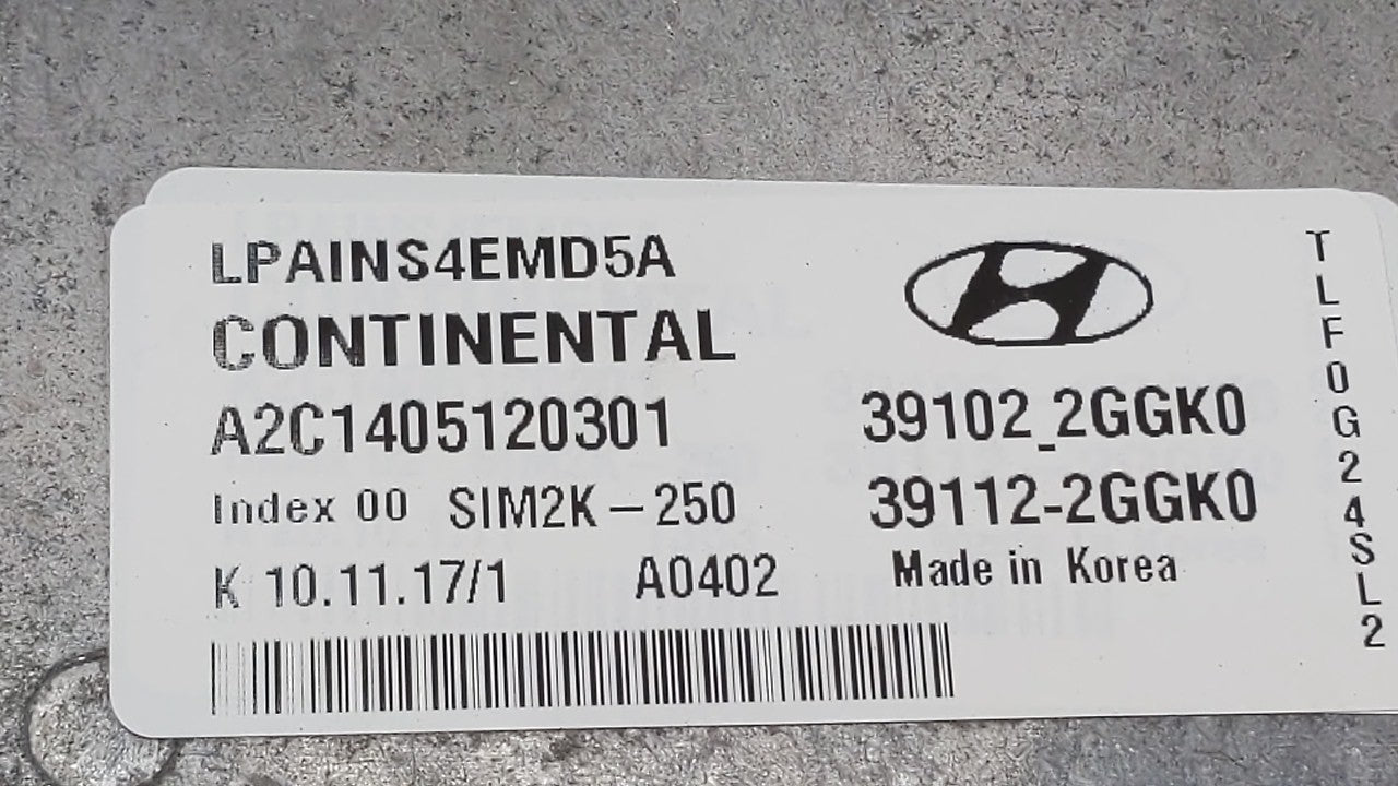 2018-2019 Hyundai Sonata PCM Engine Computer ECU ECM PCU OEM P/N:39102-2GGJ0 39112-2GGJ0 Fits 2018 2019 OEM Used Auto Parts - Oemusedautoparts1.com