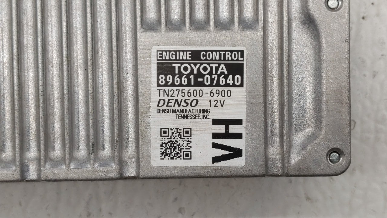 2016 Toyota Avalon PCM Engine Computer ECU ECM PCU OEM P/N:TN275600-6900 89661-07640 Fits OEM Used Auto Parts - Oemusedautoparts1.com