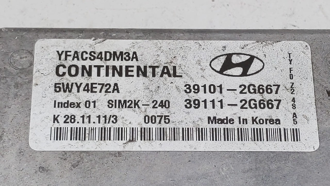 2011-2014 Hyundai Sonata PCM Engine Computer ECU ECM PCU OEM P/N:39101-2G667 39111-2G667 Fits 2011 2012 2013 2014 OEM Used Auto Parts - Oemusedautoparts1.com