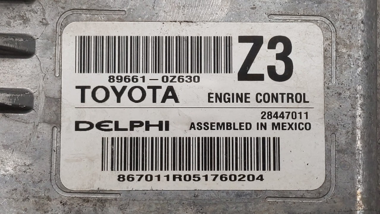 2015 Toyota Corolla PCM Engine Computer ECU ECM PCU OEM P/N:89661-0Z630 89661-0Z631 Fits OEM Used Auto Parts - Oemusedautoparts1.com