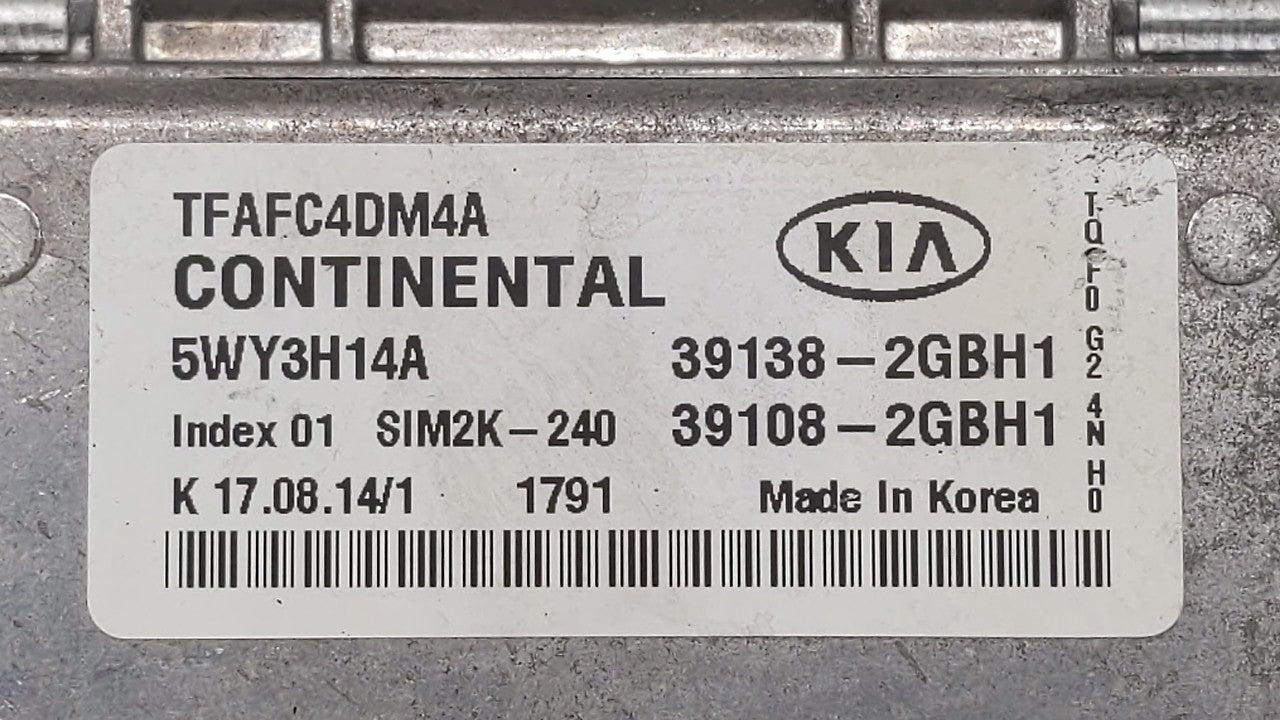 2015 Kia Optima PCM Engine Computer ECU ECM PCU OEM P/N:39108-2GBH1 39138-2GBH1 Fits OEM Used Auto Parts - Oemusedautoparts1.com