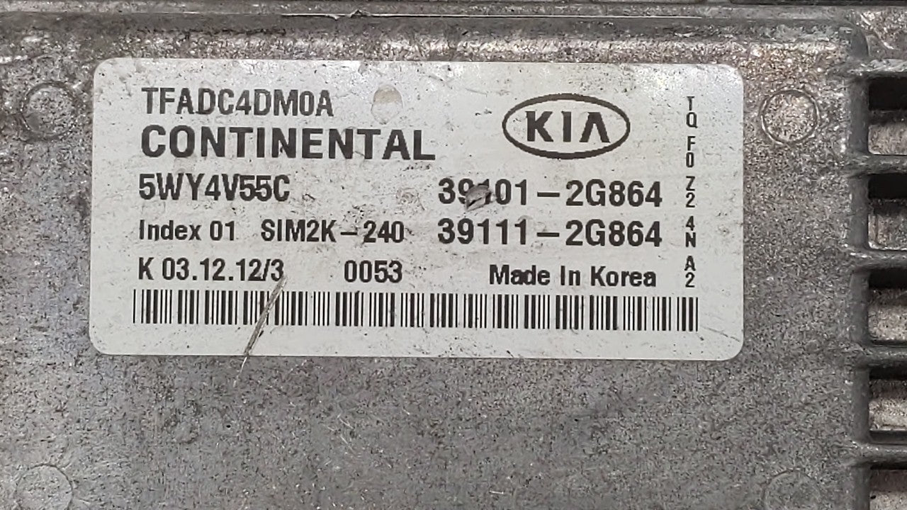 2011-2013 Kia Optima PCM Engine Computer ECU ECM PCU OEM P/N:39101-2G861 39111-2G861 Fits 2011 2012 2013 OEM Used Auto Parts - Oemusedautoparts1.com